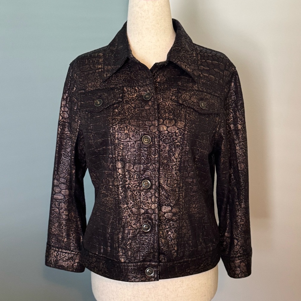 Ruby Rd. Black and Brown Textured Blazer